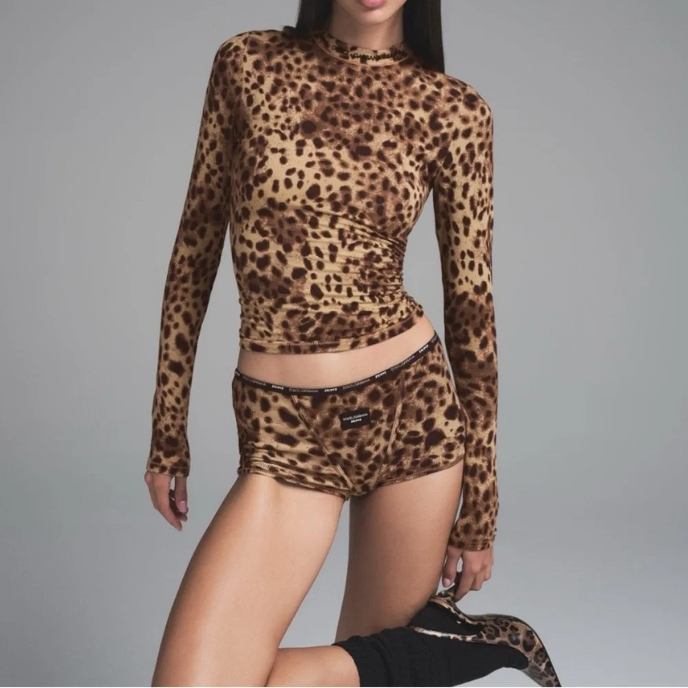 RARE skims x dolce & gabanna leopard print long sleeve top - Picture 4 of 7